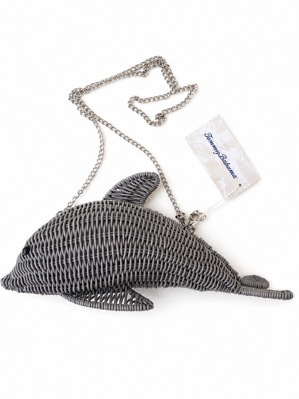 NWT Tommy Bahama GRAY DOLPHIN Woven Wicker-Like  Shoulder Bag